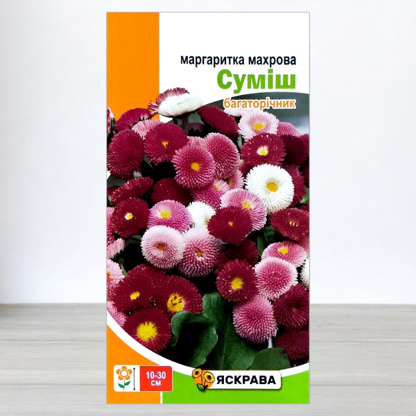Насіння маргаритки махрової Сумiш, 0,1г, ТМ Яскрава